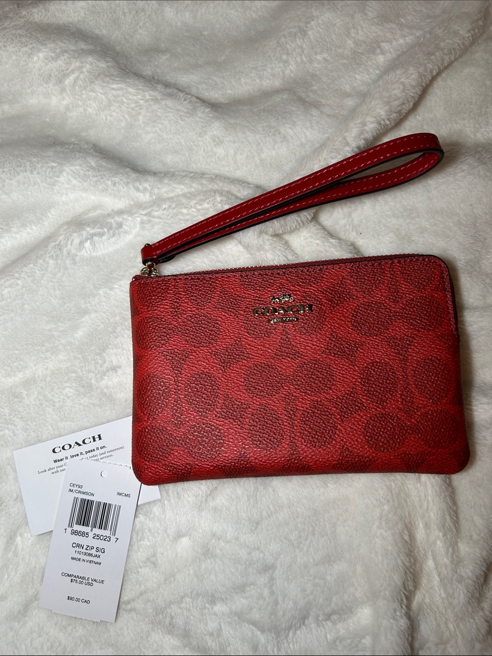 COACH Red Signature Zip Wristlet